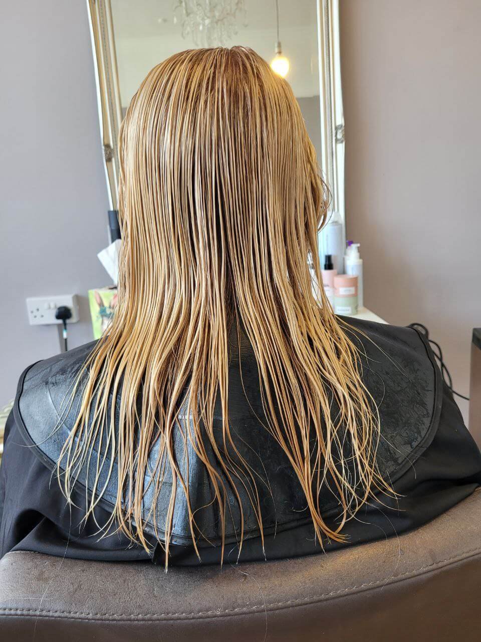 wet hair about to be cut