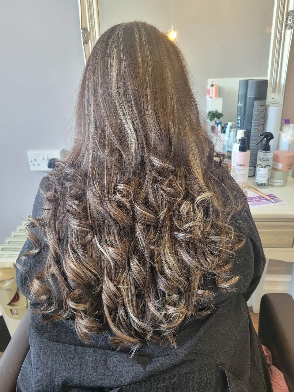 very long curled hair