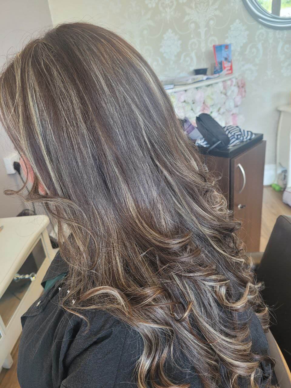 long brown hair from side view